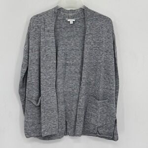 Pure Jill J Jill Open Front Cardigan Sweater Women Size S Gray Pockets